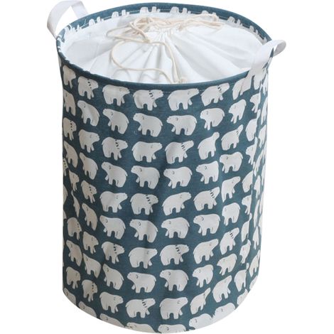 Panier À Linge - 65 L - Cordon De Serrage - Couvercle Intégré - Pliable - Poignées Renforcées - Toile Coton Revêtue PE (1/5)