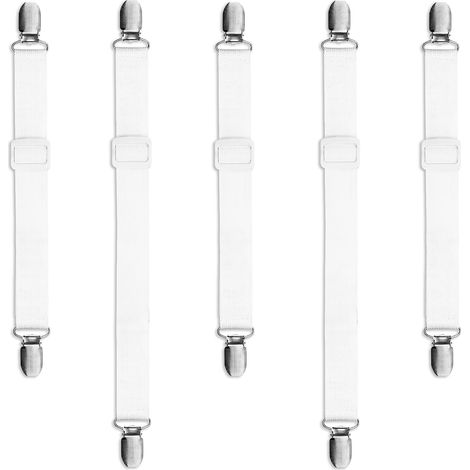 CCYKXA (Blanc)5 Pièces Pince Nappe Exterieur Attache Nappe Réglable Élastique Attache Nappe de Table Exterieur Attache Nappe pour Sécuriser la Nappe Les Tables de Pique-Nique Le Canapé (1/5)