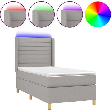 Maison Exclusive - Boxspringbett mit Matratze & LED Hellgrau 100x