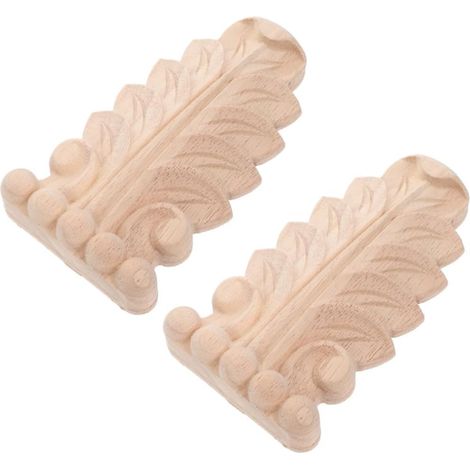 Appliques en Bois Sculpté Facile à Installer Non Peint 2pcs Détails Minutieux en Bois Beige pour Décoration Vintage de Cheminée et Meubles (1/5)
