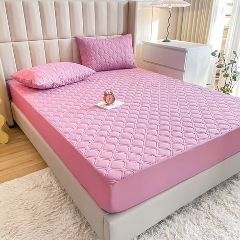Coprimaterasso impermeabile con patta da 20-30 cm, coprimaterasso morbido e silenzioso per letti per adulti e bambini, rosa (90 x 200 cm)