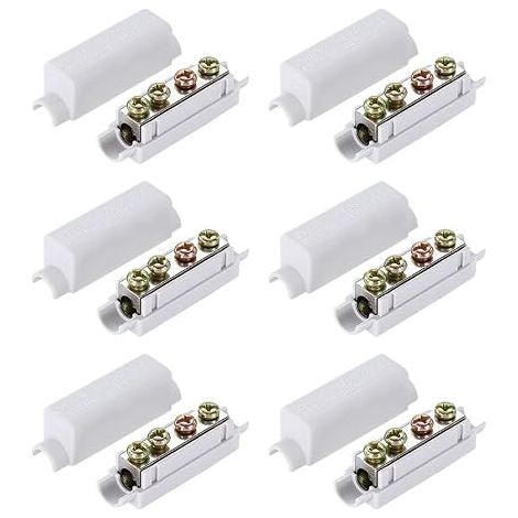 Lot de 6 Blocs de Jonction pour Câbles, Bloc de Borne en Laiton 1000V 100A avec Double Vis et Coque Ignifuge, Plage de Câblage 2.5-16mm², pour Usage Domestique, Industriel et Boîtier de Distribution (1/5)