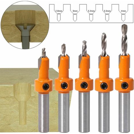 5pcs Carbide Tip 8mm Shank HSS Woodworking Milling Machine Router Bit Set Screw Extractor Remon Demolition For Woodworking Milling Cutter (1/3)