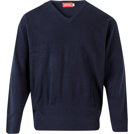 Jersey Punto Fino Con Cuello En Pico Azul Marino XL