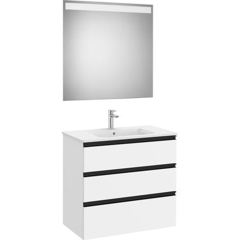 PACK MUEBLE THE GAP 800X460 3 CAJONES + ESPEJO EIDOS BLANCO MATE
