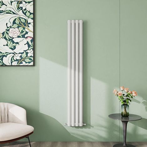 AICA 1600x236mm White Vertical Designer Radiator Double Oval Column Heating UK (1/5)