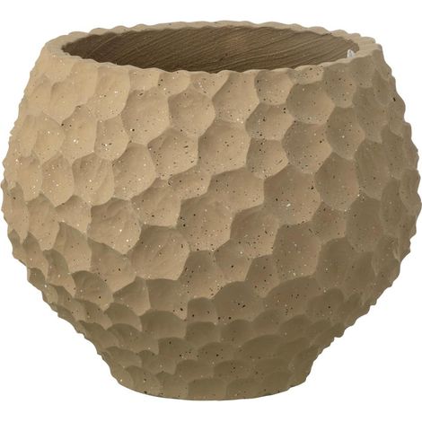 Cache-Pot Alvéolé en Ciment "Rocka" 39cm Taupe (1/2)