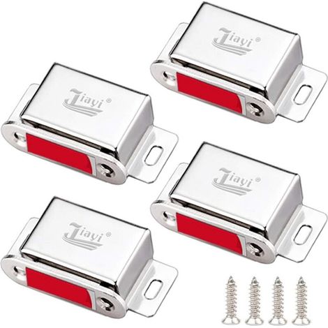 Aimant Porte Placard Puissant 4 Pièces Loquet Magnetique Porte Acier Inoxydable Aimant pour Porte de Armoire Jusqu'à 14kg Aimant pour Meuble Porte pour Fermeture Cuisine Placard Tiroirs Porte (1/5)
