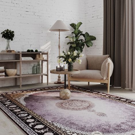 Tapis oriental tissé Amitis  - 150x100cm, Rectangular - 100% Acrylique - Tissé - Gris