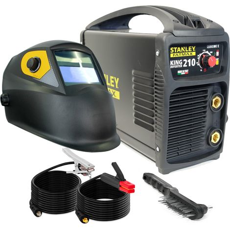 Stanley – Poste à souder MMA 200A – Soudage continu 100% – Électrodes acier, inox, fonte jusqu'à 12mm – Masque LCD 9/13 inclus