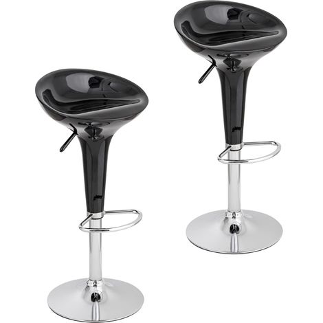 Baroni Home Sgabello Bar Girevole con Altezza Regolabile, Seduta in Plastica Base Cromata con Poggiapiedi e Fondo Antigraffio, Sgabello Cucina, Ristorante, Penisola, 40x45x59-79 cm (Nero, 2) (1/5)