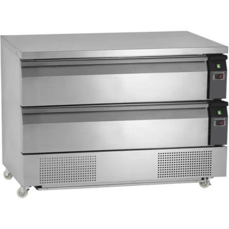 Table Positif/Négatif ventilée tropicalisée, 6 x GN 1/1, 2 tiroirs, 540 W, 220 V - MONO