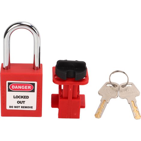 Disjoncteur de cadenassage Universel Corps en Nylon PA Poutre chromée Résistant -57°C à 177°C Pour disjoncteurs 7-15mm Avec cadenas (1/5)
