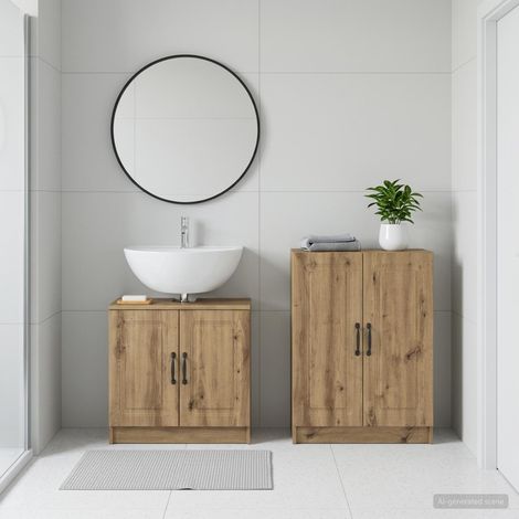 vidaXL 2 Piece Bathroom Cabinet Set UTRECHT Artisan Oak (1/5)