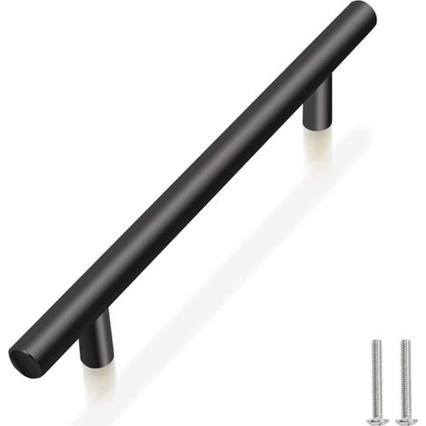 10 Units Black Stainless Steel Door Knobs Pull Furniture Handle with Screws for Drawer Cabinet Kitchen Home Decorating, Hole to Hole Center Distance 160mm (1/5)