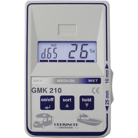 Materialfeuchtemessgerät GMK 210 – Zerstörungsfreies Messverfahren – 14 Kennlinien für Holz/GFK – Akustische/visuelle Feuchtebewertung – Greisinger