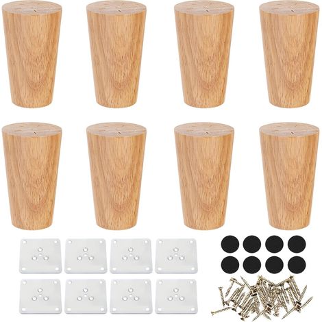 8 cm Pied Meuble Salle de Bain, 8 Pièces Pied pour Meuble, Chêne Pied de Meuble Bois, Couleur Bois Pieds Meuble, pour Canapé, Armoire, Penderie (1/5)