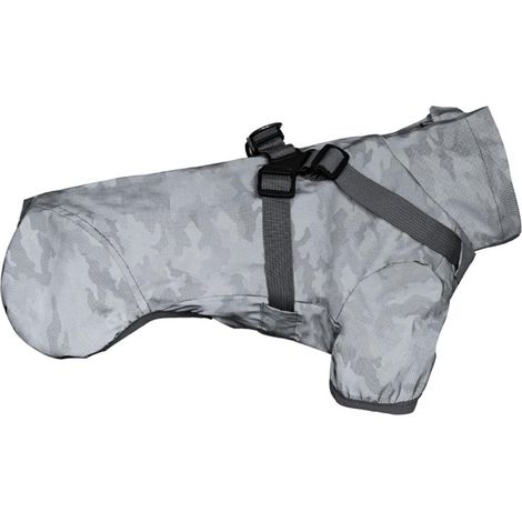 Regenmantel für kleine Hunde mit Geschirr, wasserdichter reflektierender Regenmantel für kleine Hunde, Tarnmuster, S