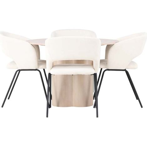 Olivia Essgruppe Tisch whitewash und 4 Day Stühle offwhite.
