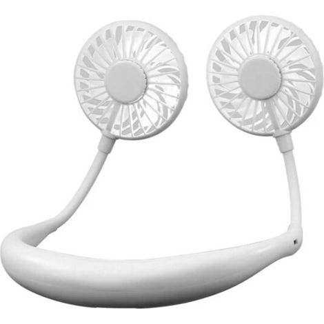 Ventilatore da collo - Ventilatore portatile ricaricabile da collo con cinturino bianco (1/3)