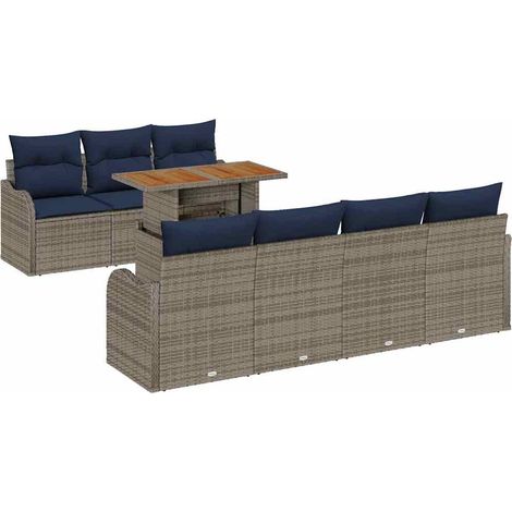Garden Sofa Set 8 pcs Grey and navy blue vidaXL (1/5)