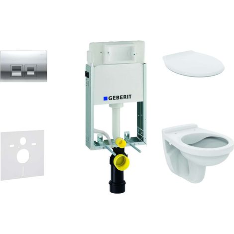 Geberit Combifix - Modulo di installazione a parete, WC Alpha con sedile, placca di comando Delta35, cromo lucido 110.100.00.1 NR5