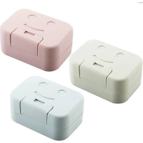 Porte-savon de voyage en deux pièces Porte-savon en plastique Porte-savon portable avec couvercle pour évier de salle de bain Voyage (Bleu) -117.55cm