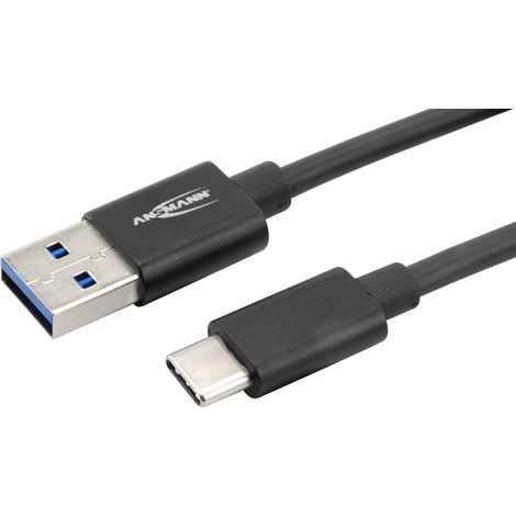 ANSMANN Type-C USB Kabel 120 cm USB3.0 Ladekabel / Datenkabel mit Alu Gehäuse