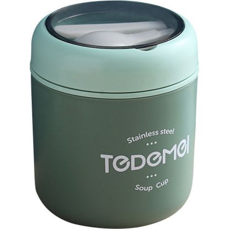 Thermos pour aliments chauds, récipients alimentaires isolés, Thermos pour aliments en acier inoxydable avec cuillère pliante pour repas chauds, soupes à emporter(vert)