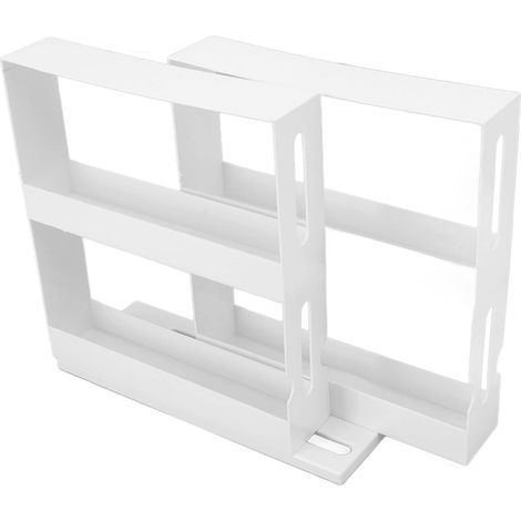 Estante deslizante para especias – Juego de dos estantes de 2 niveles – Organizador giratorio para condimentos – Soporte vertical para frascos de especias