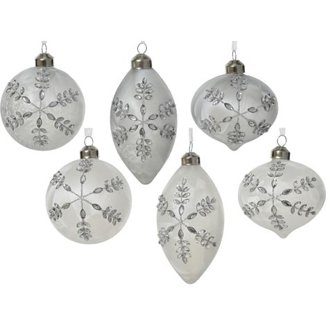 pallina di natale in vetro finitura ghiaccio D 8 cm colori modello assortito Peraga Christmas
