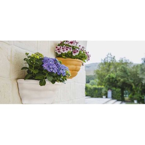 Vaso Gerla a parete Thea in resina per piante e fiori Made in Italy da esterno -Bianco (1/4)