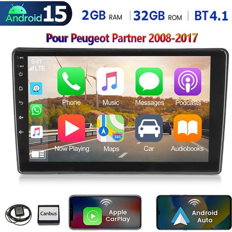 Autoradio Android 15 compatible CarPlay pour Citroën C5 (2008-2017) avec GPS, Bluetooth, Wi-Fi et radio FM - 2+32G (1/5)