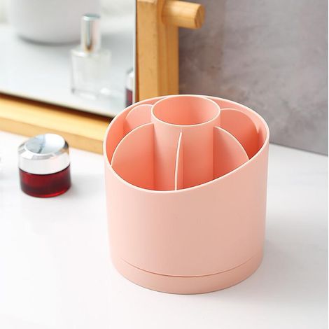 Boîte de rangement rotative coiffeuse bureau porte-stylo multi-compartiments pinceau de maquillage ombre à paupières porte-rouge à lèvres(225 Porte-Stylo Rotatif Fille Rose) (1/5)