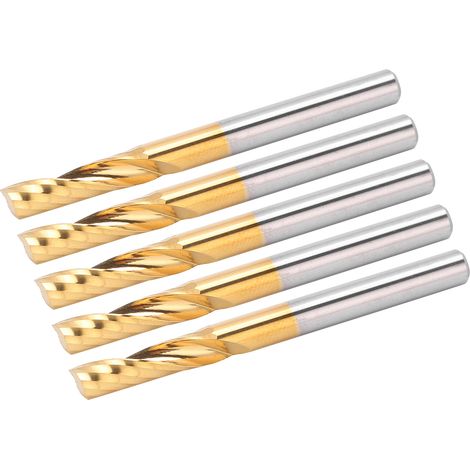 Fraise hélicoïdale CNC pro métal, lot de 5 fraises à surfacer 4x15x45mm, outil de coupe carbure pour défonceuse, accessoire fraisage acier inoxydable. (1/5)