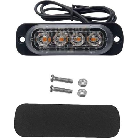 Faro rotante a LED 12/24V - Confezione da 4 luci stroboscopiche arancioni IPX4 - Per camion, terne, furgoni - Sicurezza ad alta visibilità (1/5)