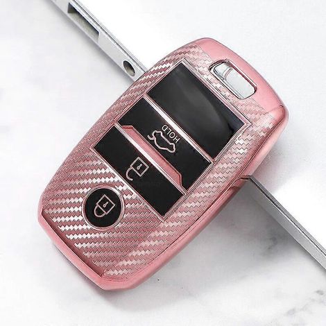 Autoschlüsselhülle in Carbon-Optik für KIA Rio Rio5 Sportage Ceed Cerato K3 KX3 K4 K5 Cerato Sorento Optima Cerato Picanto – Pink (1/5)