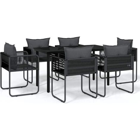 Juego de comedor para jardín 7 piezas negro vidaXL (1/5)