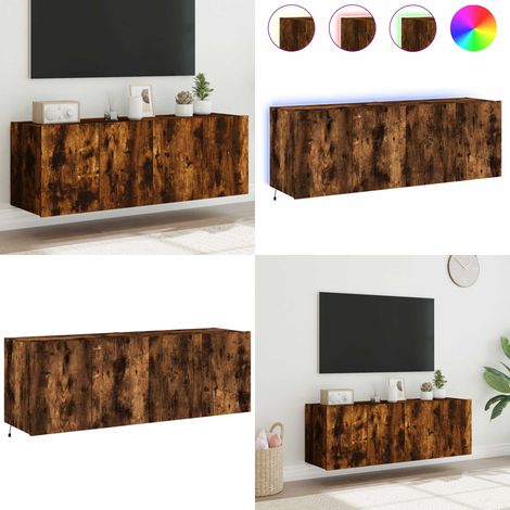 Muebles TV de pared luces LED 2 uds roble ahumado 60x35x41 cm - TV de pared - Muebles LED
