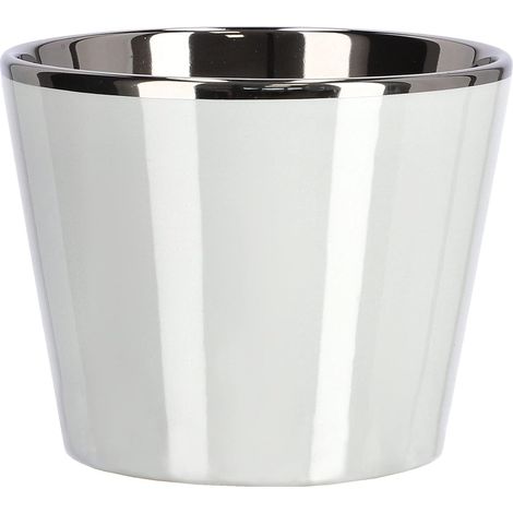 KOTARBAU Petit pot de fleurs en céramique émaillé brillant Ø 11 cm (1 pièce, blanc) (1/5)