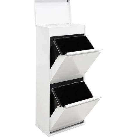 ARREGUI Top Cubo de Basura y Reciclaje de 2 Compartimentos con Cajón Superior, 2x23 L (46 L), con Cubetas de Alta Capacidad, Contenedores de Reciclaje de Cocina, blanco CR421-B2 (1/5)