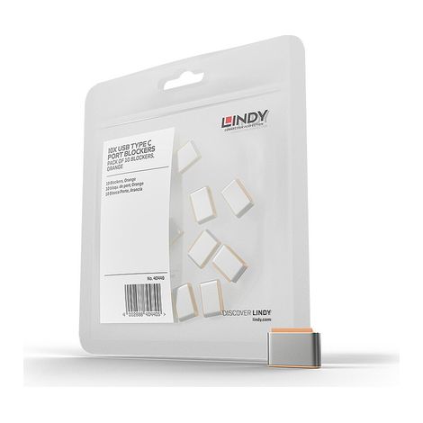 Lindy 40440 USB-C Port Blocker (Orange) 10 Stück. (1/5)