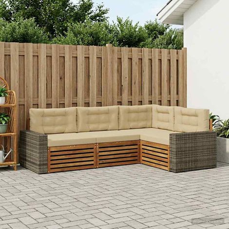 vidaXL Outdoor-Sofagarnitur 4 pcs Natur und Beige (1/5)