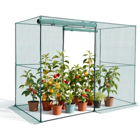 Cage à Culture Jardin 2,4x1,2x1,8 m Cage à Plantes avec Porte Zippée pour Tomates, Filet Anti Oiseaux Résistante au Vent Filet de Protection de Plantes Couverture de Potager Surélevé Extérieur (1/5)