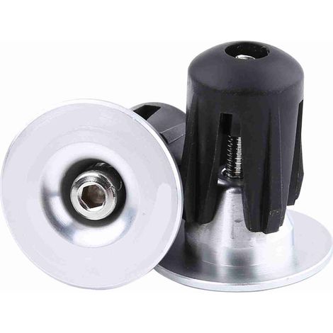 Farbige Aluminium-Fahrradlenkergriffe, 2 Stück, Endkappen (silber) (1/5)