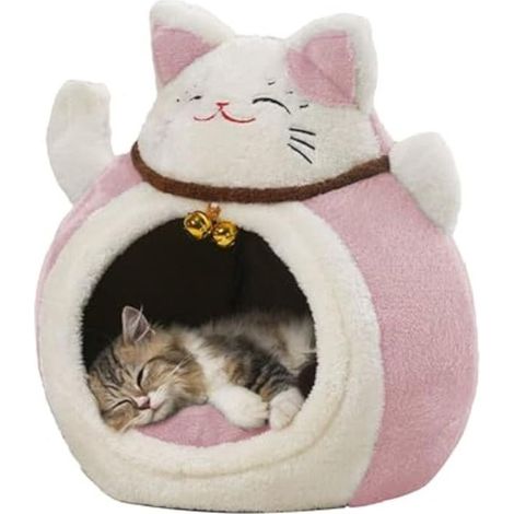 Lit chauffant pour chat et lapin,4648cm grotte semi-fermée chaude et confortable, idéal hiver, intérieur maison, salon ou chambre (1/5)