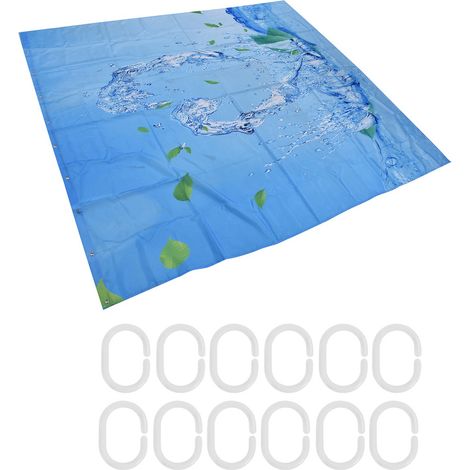 Rideau de douche anti-humidité en polyester avec crochets pour salle de bain déco maison 150x180cm (1/5)