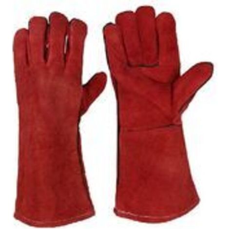 Robuste, große, hitzebeständige Schweißerhandschuhe mit Lederfutter für Holzofen, Holzofen, Grill, Gartenhandschuhe für Herren