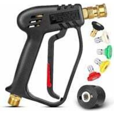 Pistolet nettoyeur haute pression 4000 PSI avec 5 buses de pulvérisation interchangeables, pistolet de lavage à jet avec connexion rapide 1/4 et coupleur M22 (1/5)