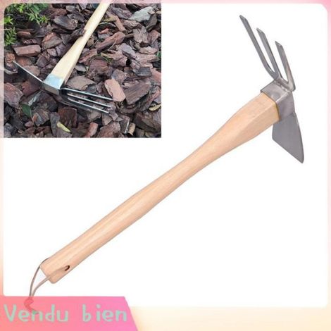 Garosa Outil à main de râteau de houe Houe D'arrachage Manuelle 2 en 1, Outil de Désherbage en Acier Inoxydable jardin controle (1/4)